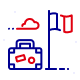 Pictogramme représentant une valise et un drapeau